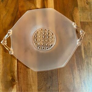 Vintage Lancaster Pink Glass Cookie Pie Slice Plate